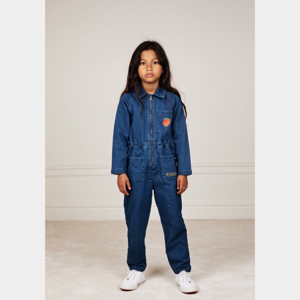 Mini Rodini Strawberry Patch Denim Boiler Suit